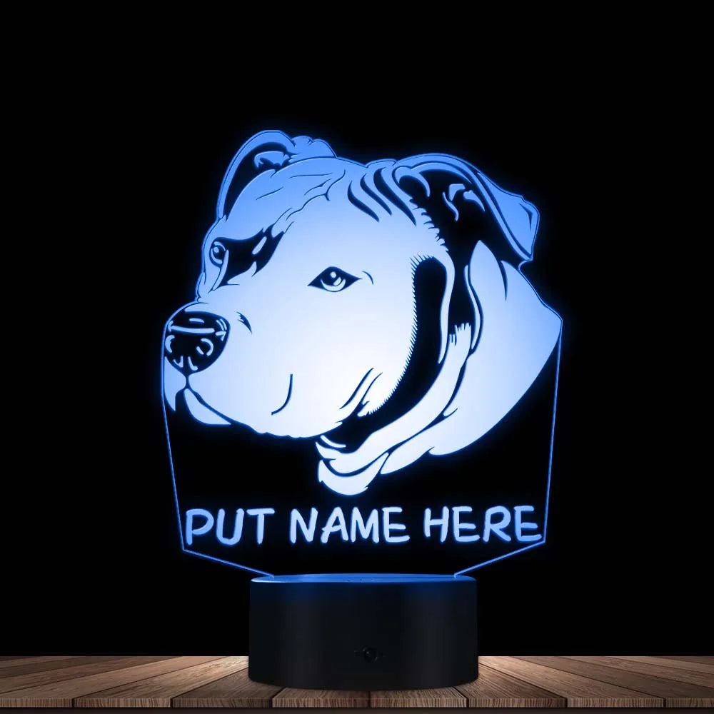 Custom Pitbull 3D LED Night Light