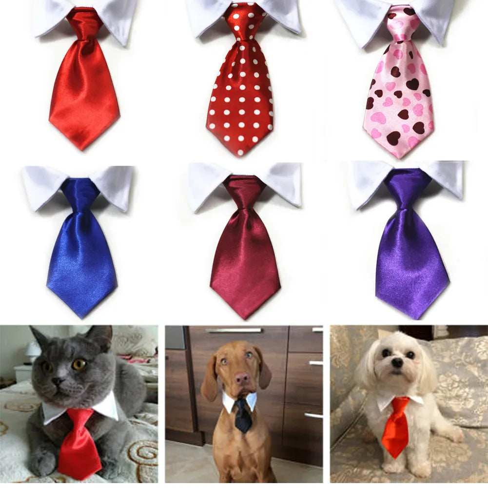 Dog Cat Striped Bow Tie